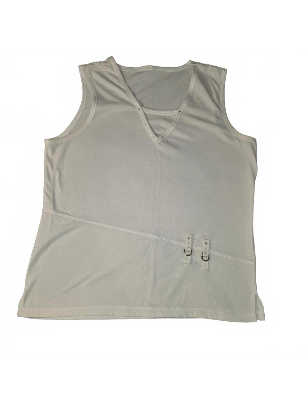Vintage Jaclyn Smith White Tank Top Y2K Asymmetrical D-Ring Buckle Size small